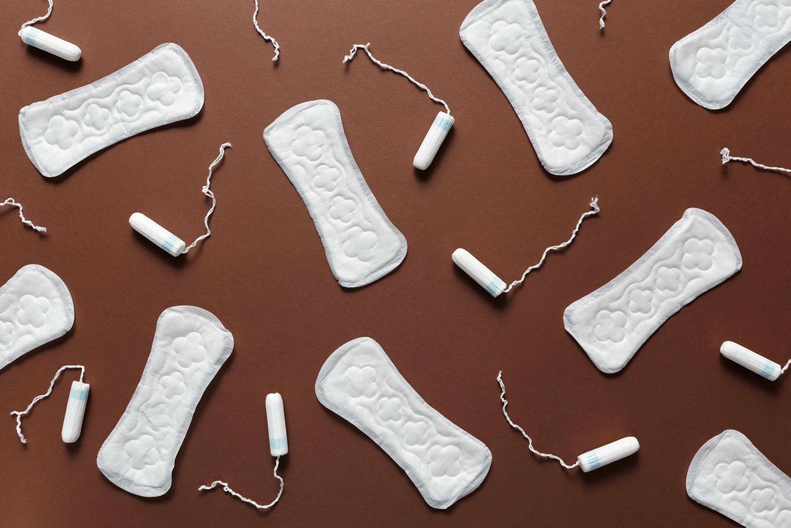 Packaging of organic pads made from cotton sitting on a counter