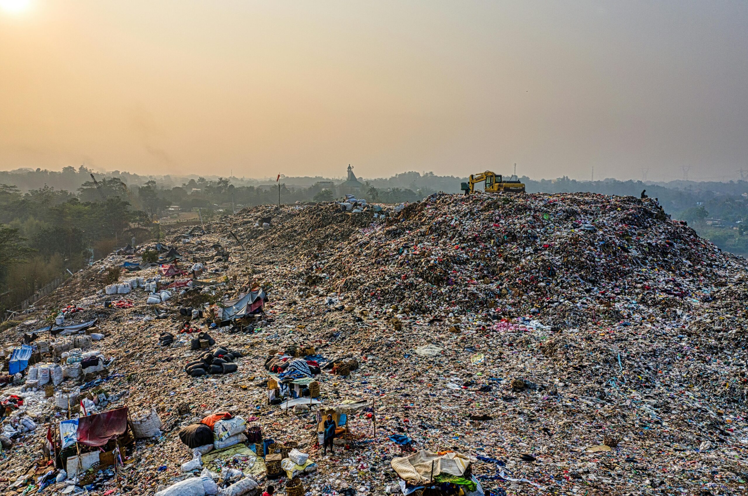 Plastic waste generated by traditional menstrual products piled in a landfill