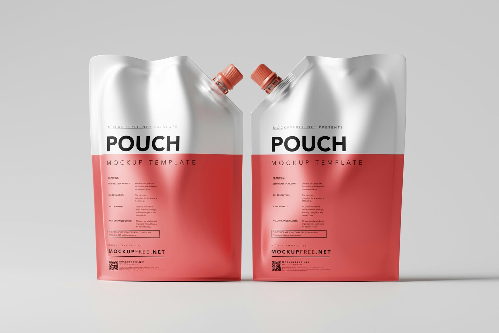 Doy Pack or Plastic Stand-up Pouch Packaging Mockups : Download the PSD version of this mockup from Mockup Free website: https://mockupfree.net